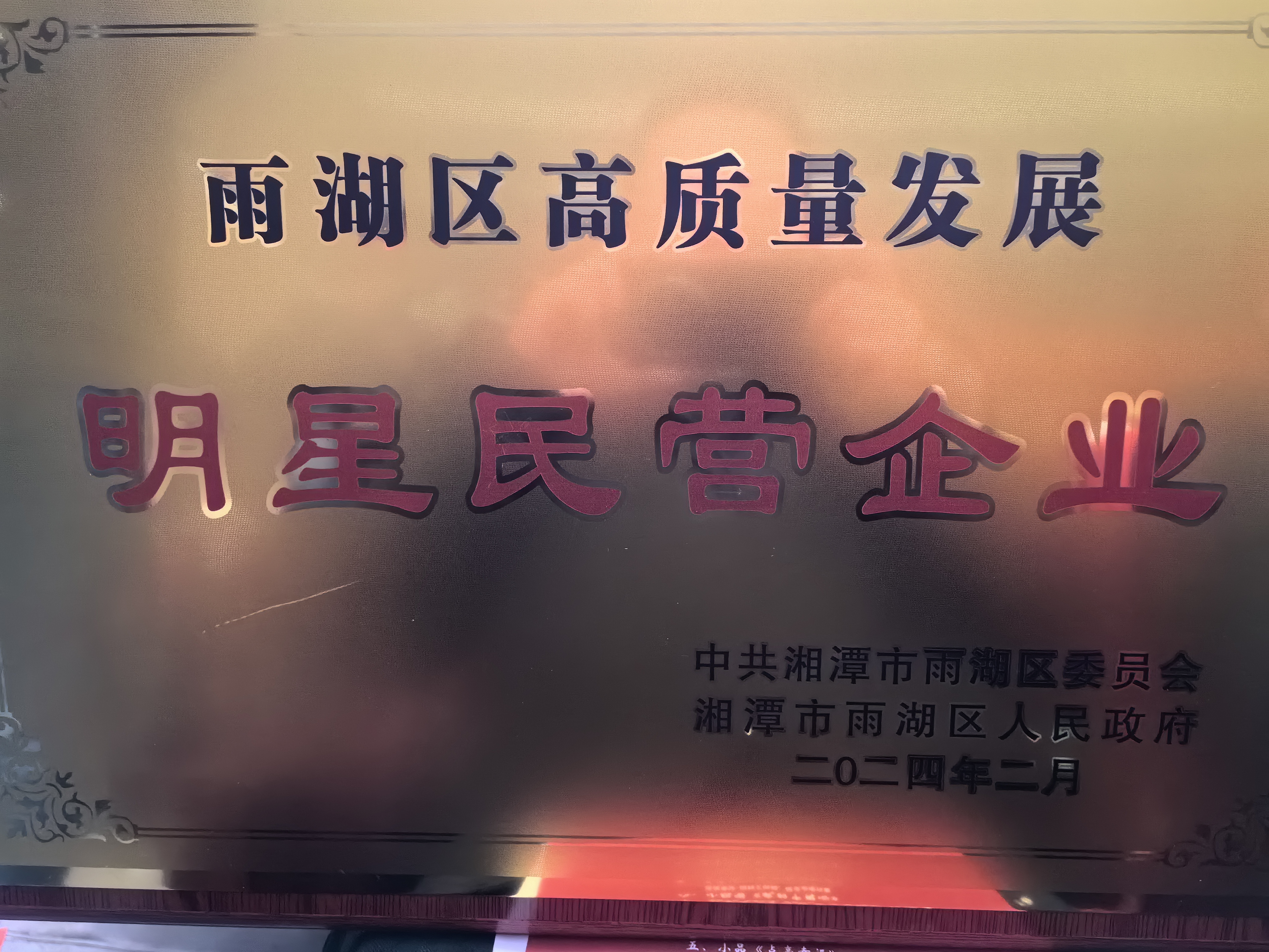 华体会体育平台官方网站-华体会（中国）
荣获“雨湖区高质量发展明星民营企业”称号